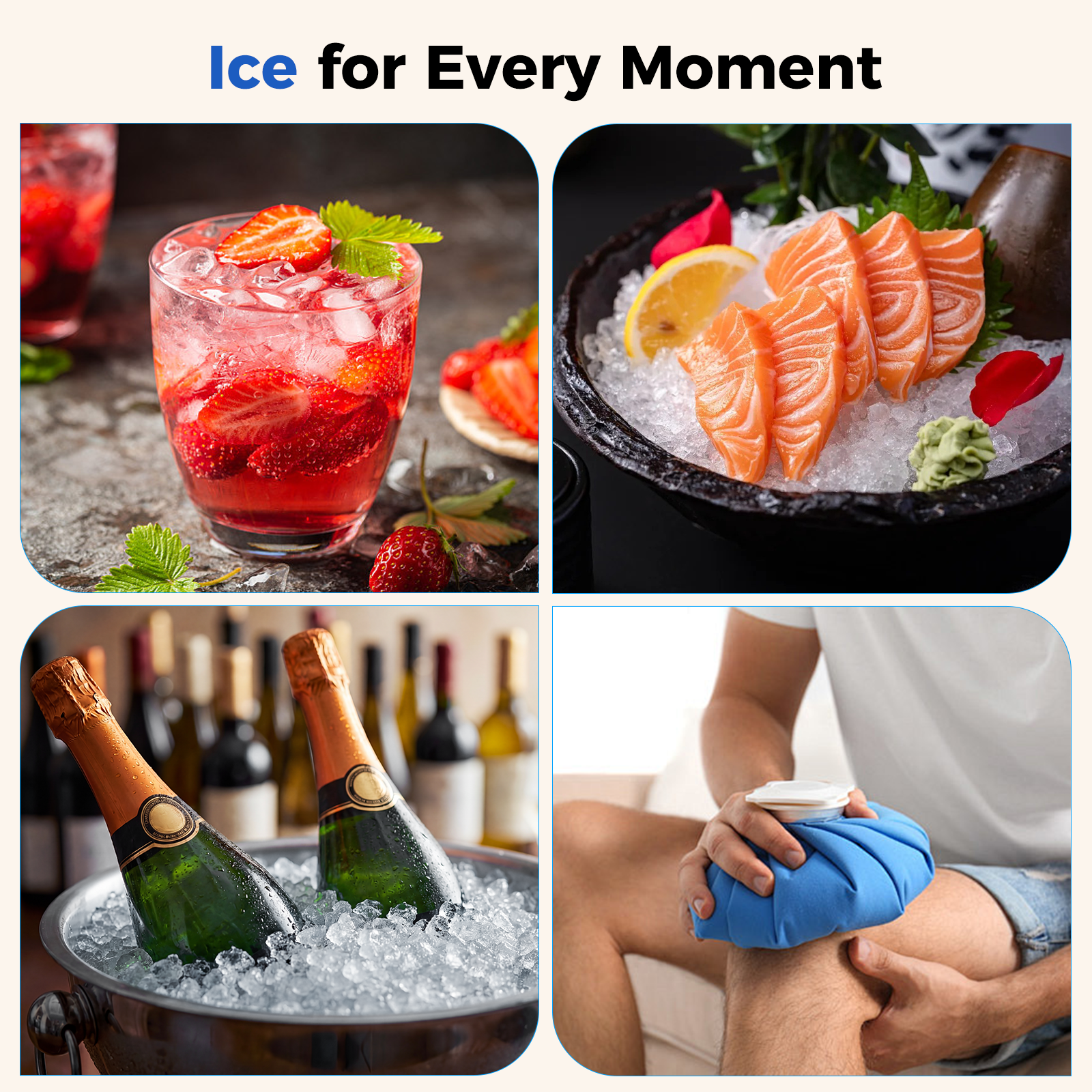 Nugget Ice Maker Countertop, 42lbs per Day Portable Ice Machine, 6 Mins Fast Ice Making, Self-Cleaning, Pebble Ice Making for Home, Party, Camping