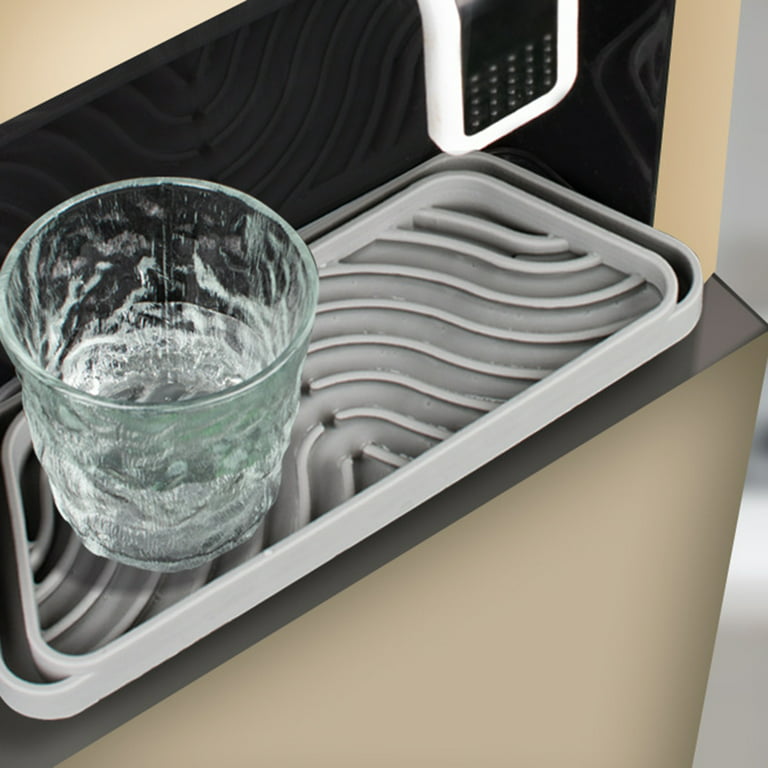 Refrigerator Drip Catcher Tray .JIUBAR Non-slip Cuttable fridge water  Dispenser Drip Tray,Silicone refrigerator Water Drip Catcher for GE, Samung