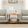 thumbnail image 2 of StoneCreek Solid Fir Wood Side Table - Metal Frame, 2-Tier End Table for Living Room/Bedroom/Office, 23" Square Night Stand, 2 of 8