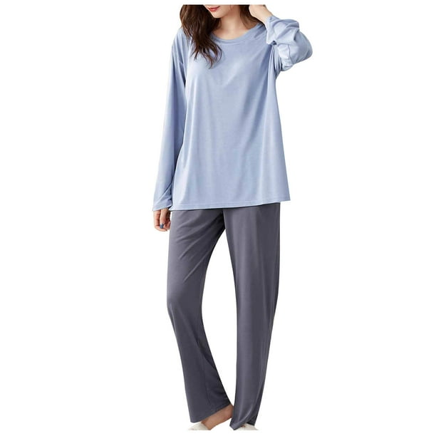 AherBiu Pajamas Sets for Women 2 Piece Sleepwear Comfy Sets Long Sleeve  Tops Loose Pants Homewear