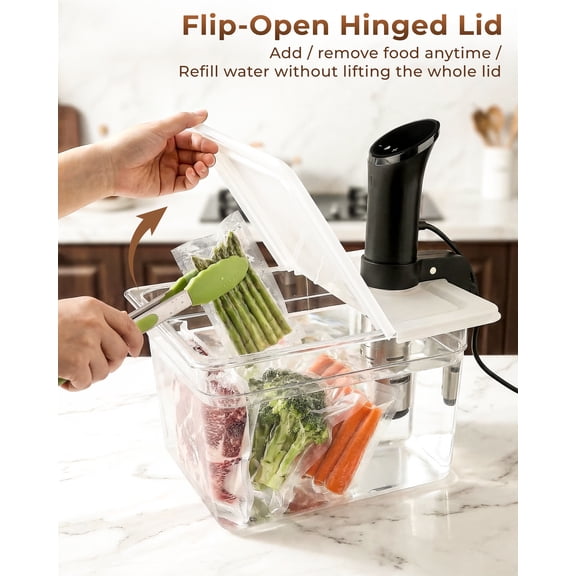 EVERIE 12 Quart Sous Vide Cooking Container with Collapsible Hinged Lid - Compatible with Anova Precision Sous Vide Cookers All Models