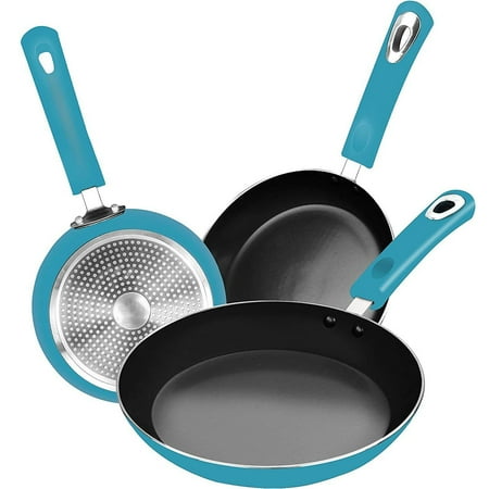 

Home Nonstick Saute Fry Pan Set Skillet Stay Cool Handle 8-inch 9.5-inch and 11-Inch