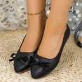 thumbnail image 2 of Falda de Cuero Larga Vintage Low-Top Cuero Suave Bowknot Tacón Bajo Punteado-Dedo Del Pie Zapatos Casuales de las Mujeres, 2 of 9