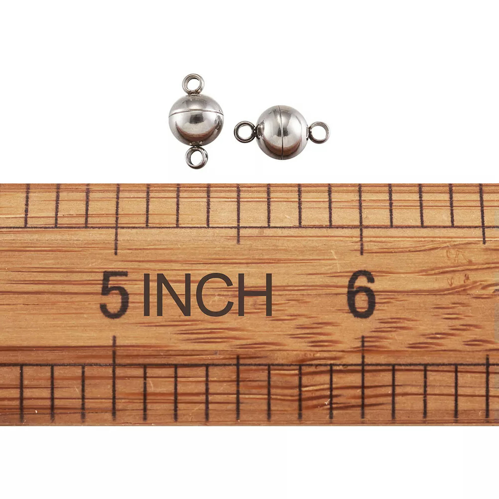 EOEMY 20Sets 304 Stainless Steel Magnetic Clasps Smooth Ball Closure Findings 12X5.5mm