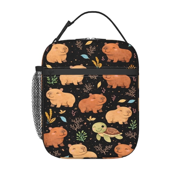 Cute Animal Capybara Lunch Bag Portable Thermal Lunch Box for Men and Women