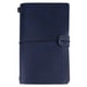 thumbnail image 1 of Cuaderno de viaje clásico de piel sintética, diario personalizado, bloc de notas rellenable (azul oscuro), 1 of 7