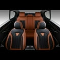 thumbnail image 4 of Florich Car Seat Covers Full Set, Comfortable Faux Leather Seat Protectors, Automotive Cushions Universal Fit for Most Cars SUV Trucks, Black&Brown, 4 of 9