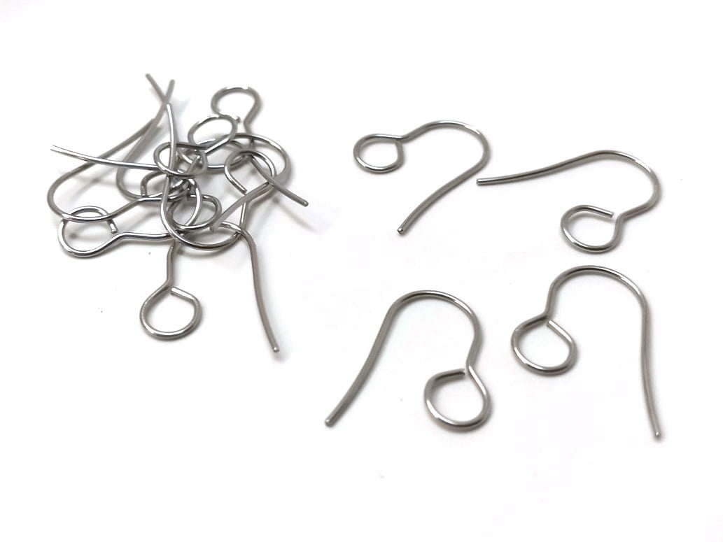 E806B - 500 pcs 304 Stainless Steel Earring Hooks with Loop Hole - 19mm x 14mm - Large Loop: 6mm