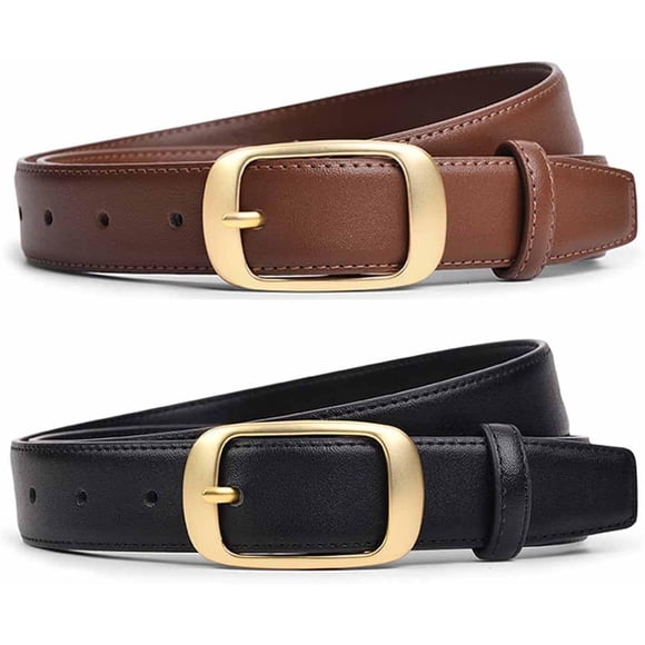 Cinturón para Mujer de Piel Genuina con Hebilla Metálica Cinturón de Mujer, Cinturón de Vestir Ajustado para Mujer para Jeans, Vestidos