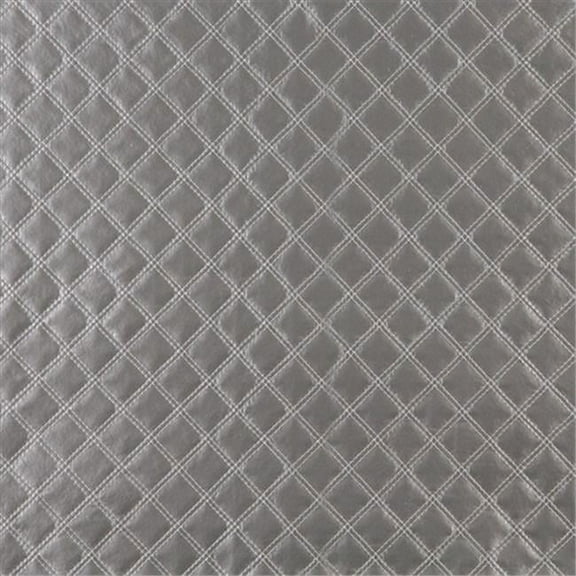 Designer Fabrics G356 54 in. Wide Silver- Shiny Metallic Diamonds Upholstery Faux Leather