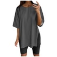 thumbnail image 1 of WEIYLL Womens Tshirt Oversize Sports Summer Solid Tunic Loose With Slits Grey Tops Sizes XXL, 1 of 4