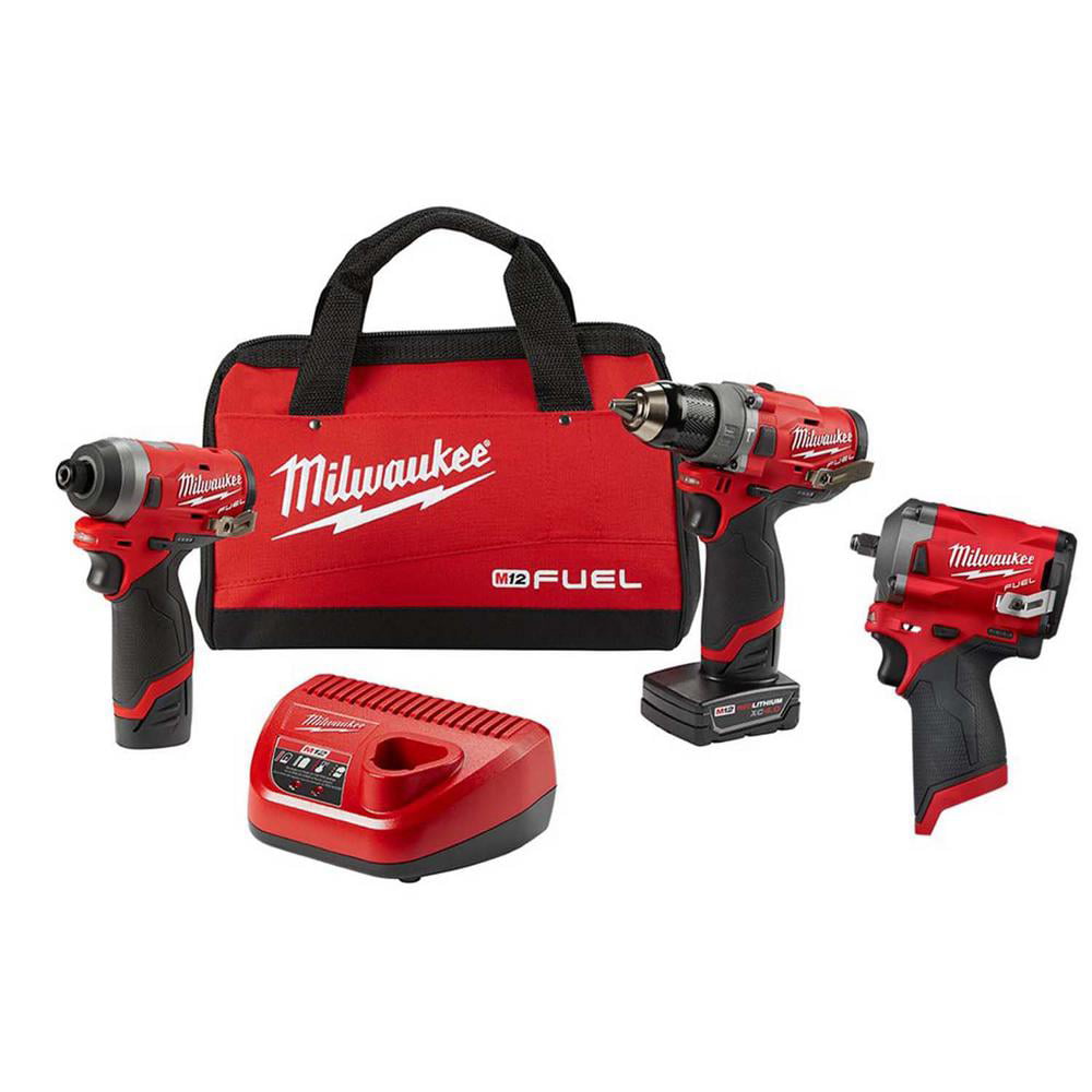 M12 FUEL 12-Volt Lithium-Ion Brushless Cordless Hammer Drill and Impact  Driver Combo Kit (2-Tool) W/ Impact Wrench