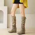 thumbnail image 4 of jsaierl Women's Winter Warm Belt Buckle Knee High Boots Sole Wedge Footwear Knight Boots, 4 of 5