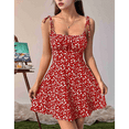 thumbnail image 4 of Women'S Boho Floral Dress Romper Spaghetti Strap Smocked Dress Red XL, 4 of 7