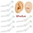 thumbnail image 2 of QQTDFG 3Pcs Clear Curved Retainer Glass Nose Stud Piercing Helix Tragus Earring Jewelry-14g (1.6 mm), 2 of 9
