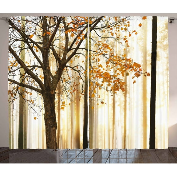 Fall Trees Abstract Art Bedroom Living Room Curtains 2 Panels Set 108x90 Inches