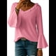 thumbnail image 1 of Blusa de Mujer con Volantes, Mangas 3/4, Cuello en V, Informal, para Negocios, y Verano Rosa M, 1 of 6