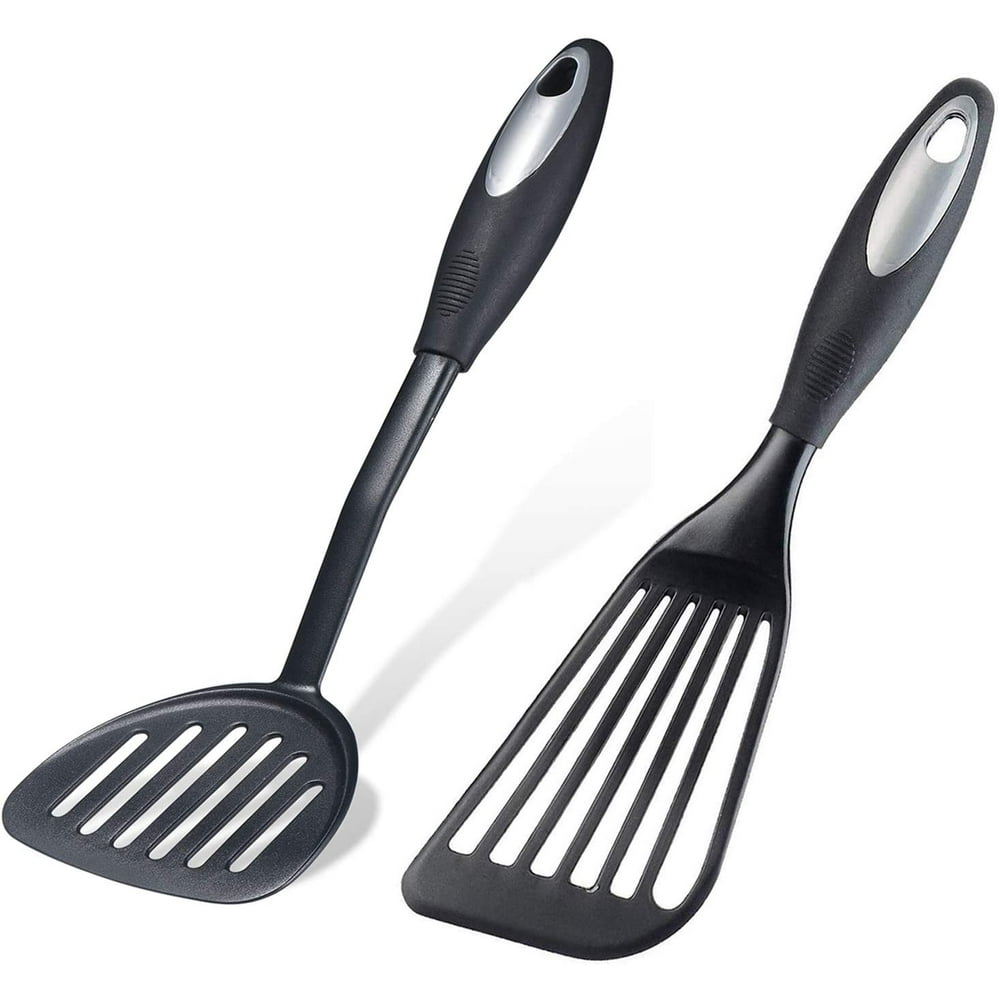 2Pack Nylon Fish Spatula, KSENDALO Slotted Egg Spatula with Rubber