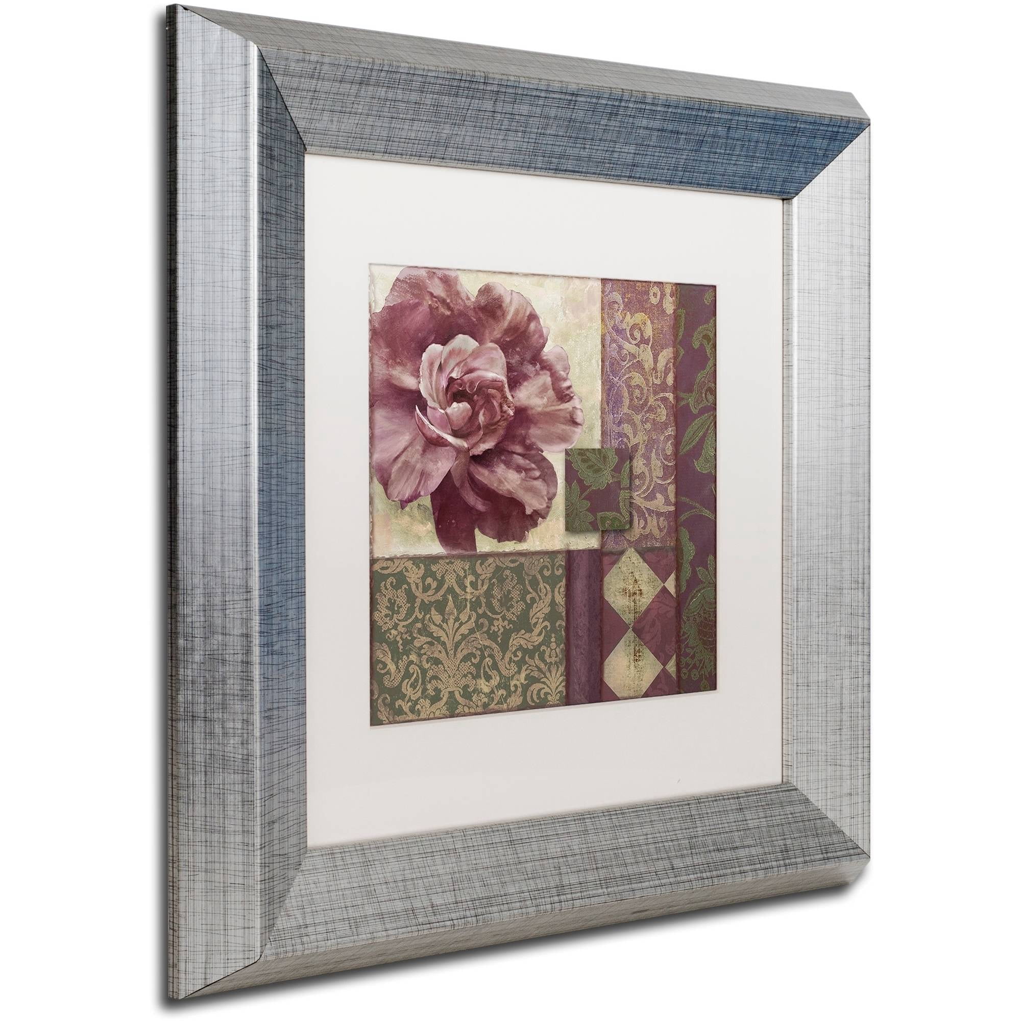 Trademark Fine Art "Patch Work Brocade I" Canvas Art by Color Bakery White Matte, Silver Frame