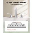 thumbnail image 3 of VEVOR Roman Tub Faucet, 3 Hole Waterfall Bathtub Faucet, Gooseneck Bath Tubs Faucets Set with 2 Handles, Deck Mount Bath Tub Faucets Set for Pet Washing, Adult Bathing, Silver, High Arc Spout, 3 of 9