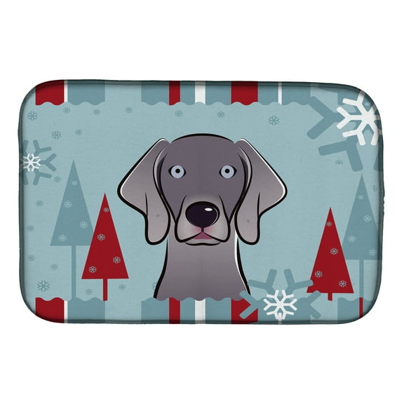 Carolines Treasures BB1727DDM Winter Holiday Weimaraner Dish Drying Mat 14 x 21" multicolor