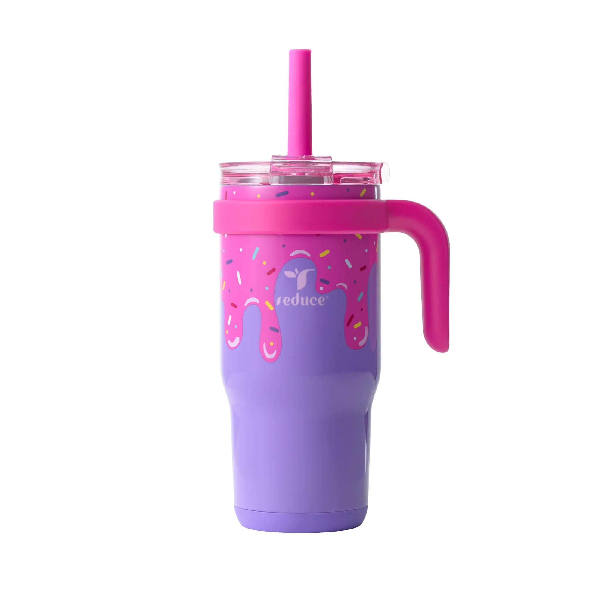 (3 pack) Reduce Coldee Kids Insulated Tumbler with Straw, 18oz Stainless Steel Spill-Proof Cup with Handle, Ice Cream