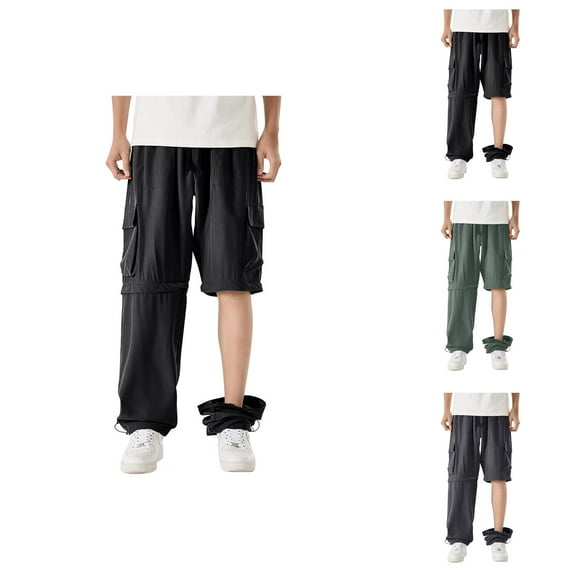 Convertible Cargo Pants for Men Trekking Hiking Zip-Off Sweatpants Joggers with Pockets Mens Casual Pants Trousers