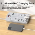 thumbnail image 3 of Protector contra sobretensiones Nuetsa Power Strip con 8 enchufes y 4 puertos USB, 3 of 7