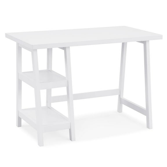Roundhill Furniture Redina Contemporary Wood Writing Desk with Storage, White