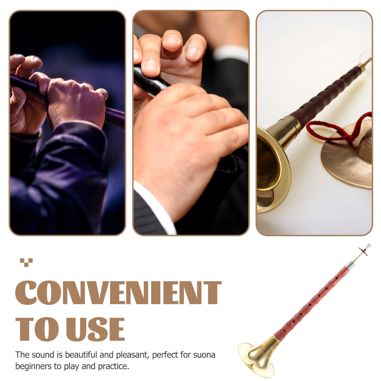 Toyvian Red Rosewood and Metal Chinese Suona Traditional Ethnic Wind Instrument for All Levels 1Set