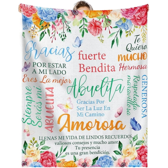 Grandma Blanket Christmas Abuelita Gifts in Spanish Grandma Birthday Gift 50" x 60" Spanish Abuela Blanket Regalo para Abuela from Granddaughter Grandson Grandchildren