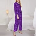 thumbnail image 4 of Kll Purple Glitter Print Women'S Long Sleeve Pajamas With Pants Sleepwear Loungewear 2 Set-Medium, 4 of 9