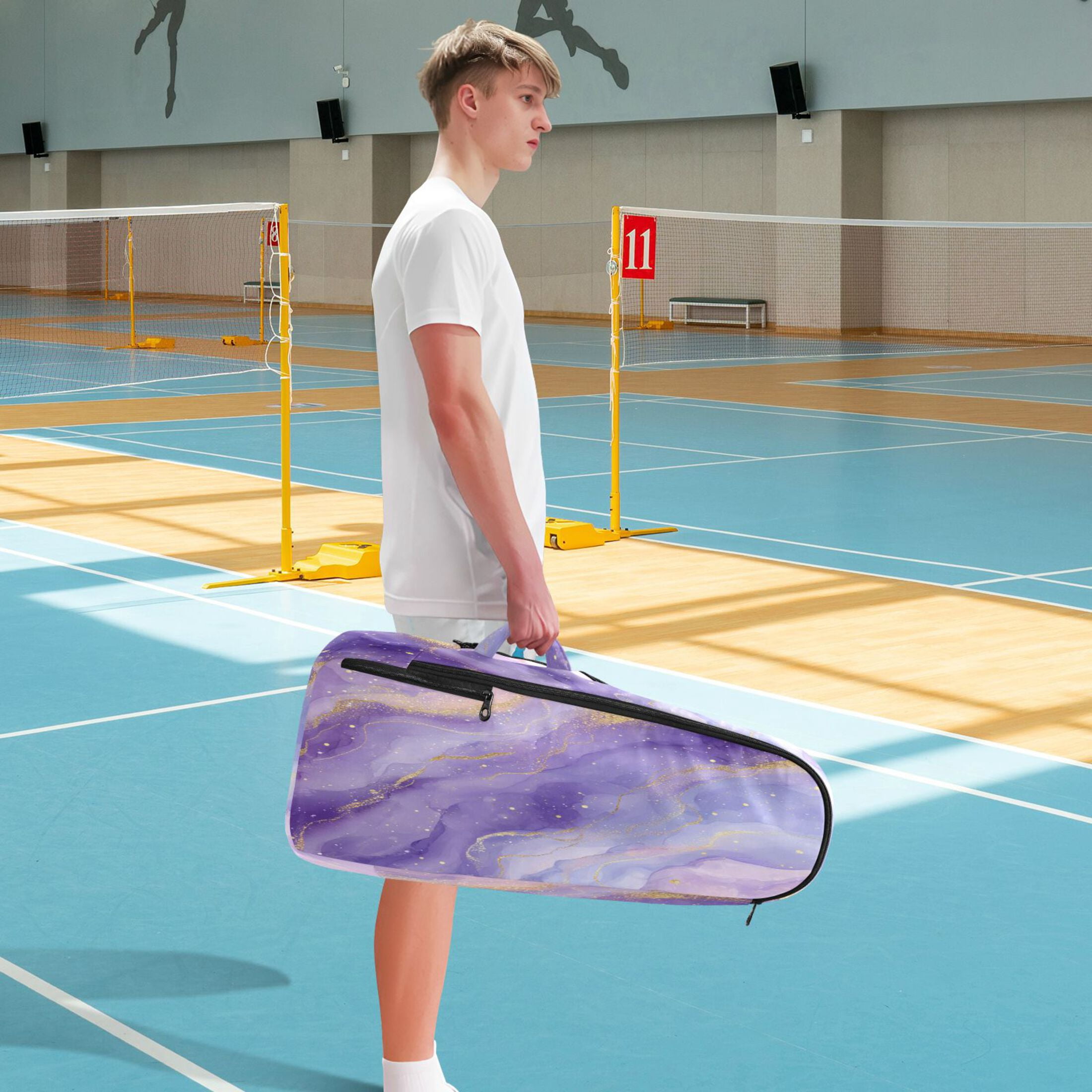2 Racquet Holder Tennis Backpack Tennis Racket Covers Gym Bags Soft Purple Marble Vortex