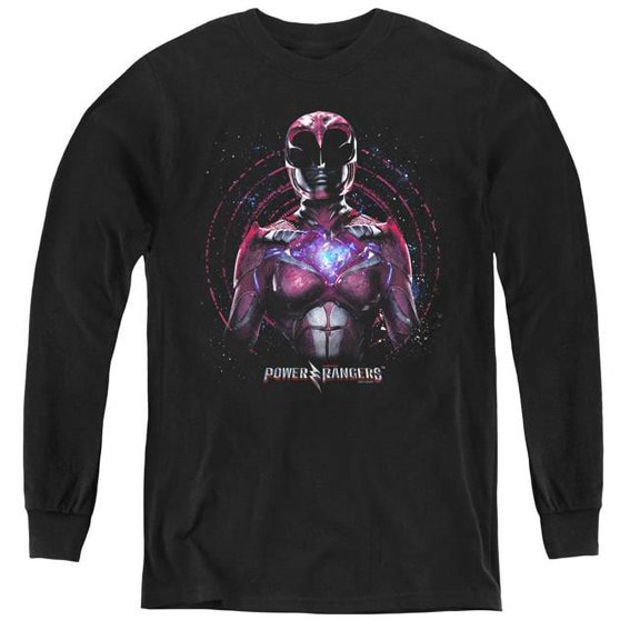 Trevco PWR3011-YL-4 Power Rangers & Pink Ranger Youth Long Sleeve Tee Shirt, Black - Extra Large