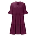 thumbnail image 5 of Maxi Dresses for Women 2025, Women's Casual Summer Dress Spring Short Sleeve Dress With Pockets Beach A Line Casual Dress(Wine,S), 5 of 7