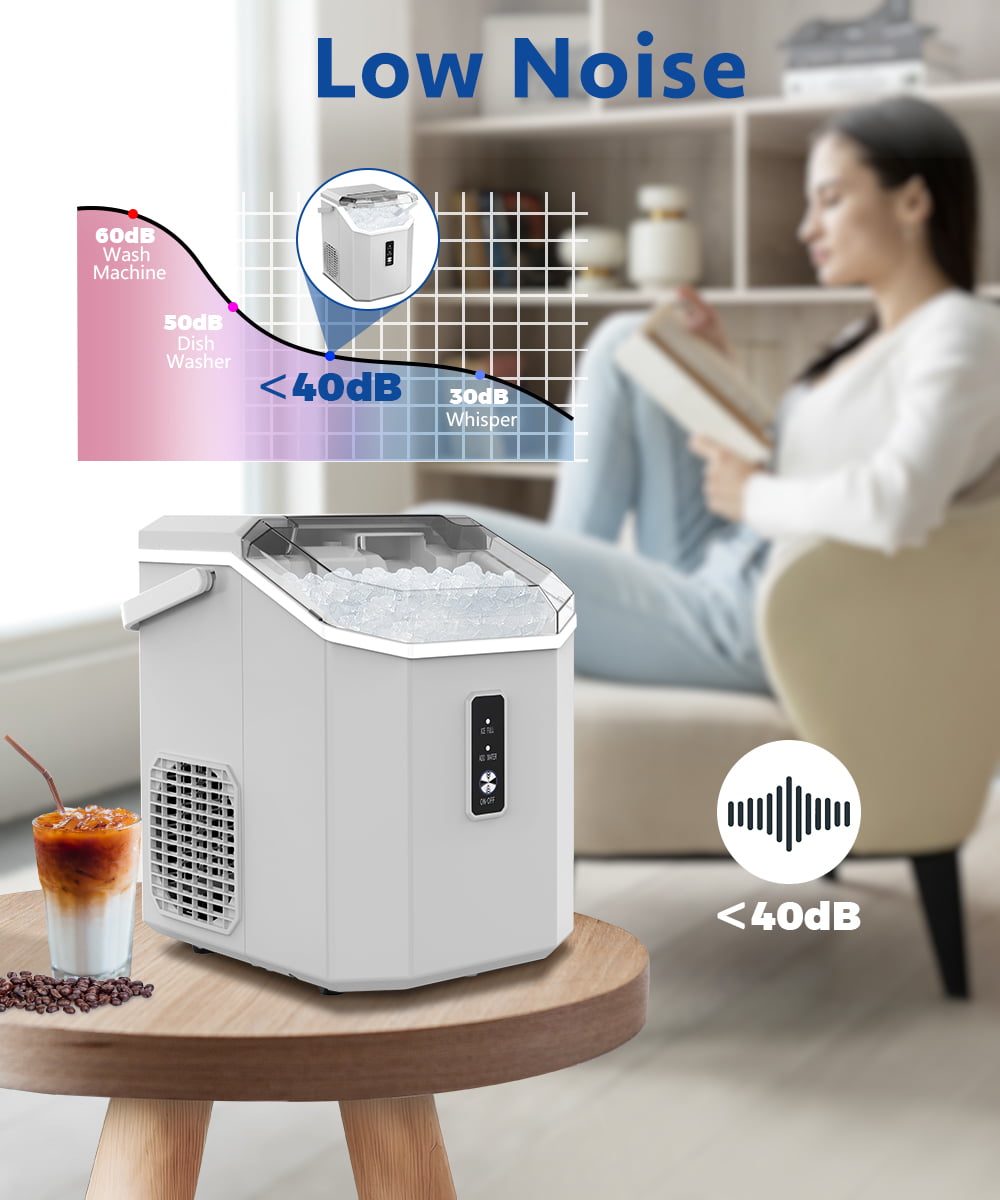 Kndko Nugget Ice Maker Countertop,34lbs/Day,Portable Crushed Ice  Machine,Self Cleaning with 1 click