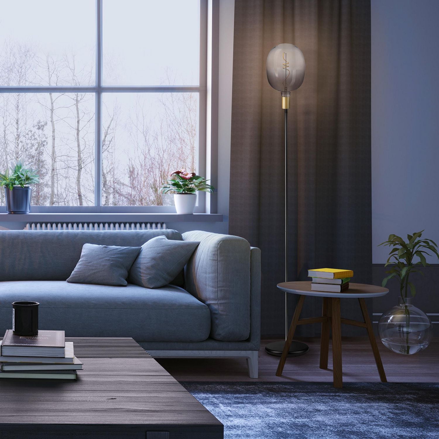 Ampoule à DEL de luxe surdimensionnée en verre fumé au style Edison Luxe, 5 W (équivalant à 25 W), verre fumé en dégradé, forme ovale, culot E26, 1 800 K, 180 lm, durée d