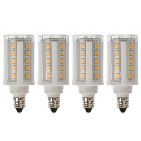 

5-Watt (60W Equivalent) E11 Mini-Candelabra Base LED Bulbs Halogen Replacement Lights for Ceiling Fan Chandelier Cabinet Lighting 120V 3000K 450 Lumens Non-Dimmable 4-Pack