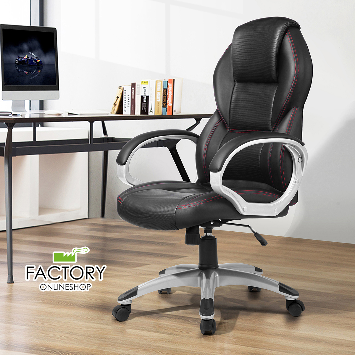 Geniqua Corp Executive Chair with Adjustable Height, 300 lb. Capacity