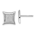 thumbnail image 1 of 925 Sterling Silver Cubic Zirconia Cz Square Stud Earrings Ball Button, 1 of 6