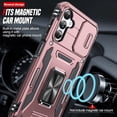 thumbnail image 2 of LeYi for Galaxy A14 5G Phone Case, A14 Case with Screen Protectors x 2, Impact Resistant Metal Ring Magnetic Support Kickstand Drop Protector Cover for Samsung Galaxy A14 5G, Rose Gold, 2 of 7