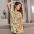 thumbnail image 3 of Pofeuu Retro 70s 60s Flower Print Women's Loose Fit Short Sleeve Nightgown, Comfortable Sleep Dress for Women, Casual Lounge Sleepwear, Soft Cotton Sleep Dress, 3 of 6