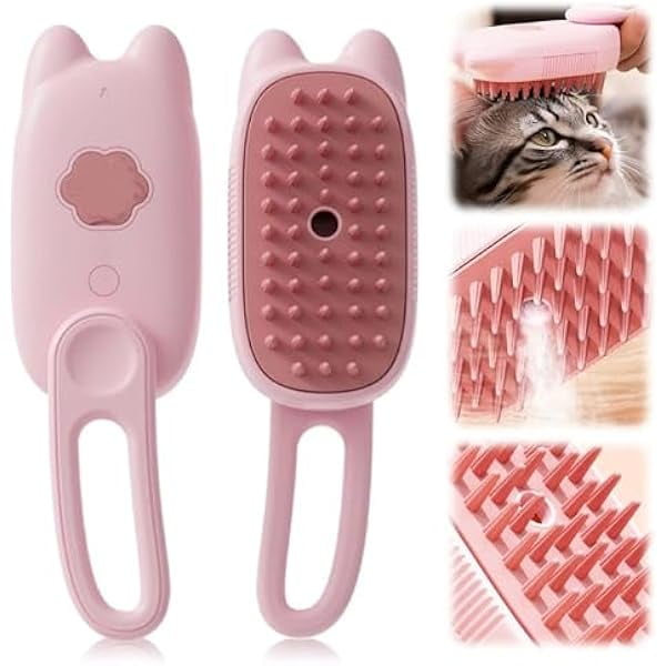 HAYAN Pet Steam Brush for Dog Cat, Pets Hair Removal Tool Cleaning Brushes Comb for Spray, 3 in 1 Pets Grooming for Long and Short Haired Cats Dogs Spritz Defur Comb, Brush for Shedding Pet Supplies