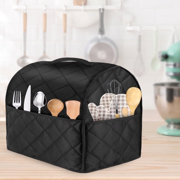 Stand Mixer Dust Cover, Protective Quilted Appliance Case, Heavy Duty Organizer with Pockets, Black