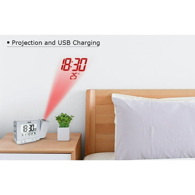 Projection Réveil Numérique Date Snooze Fonction Rétro-Éclairage Projecteur Table de Bureau Led Horloge avec Projection de Temps