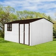 thumbnail image 7 of 10x12 Ft Outdoor Storage Sheds with Window and Vents, Metal Garden Tool Sheds with Bulit-In Hooks and Padlock, Waterproof Organization for Home/Backyard/Garden Tools/Lawn Storage, White, 7 of 7
