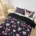 thumbnail image 3 of Erosebridal Bowknot Skull Heart Twin Bedding for Girls, Cute Ribbon Duvet Cover Set, Black Reversible, 1 Duvet Cover and 1 Pillowcase (No Comforter), 3 of 6