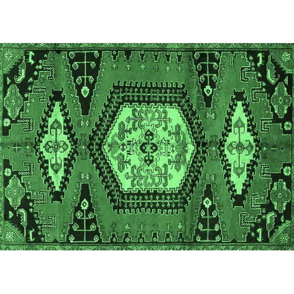 Ahgly Company Indoor Rectangle Persian Emerald Green Traditional Area Rugs, 7' x 10'