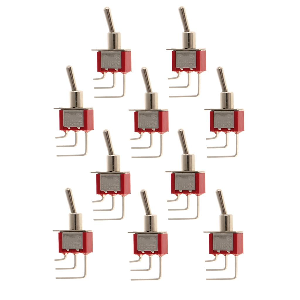 Tachiuwa 10pcs Red On/On Mini Toggle Switch 3 PIN SPDT Right