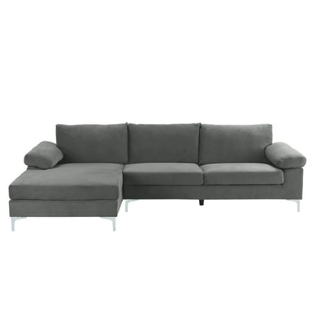 Mobilis Sectional Sofa, Grey Velvet
